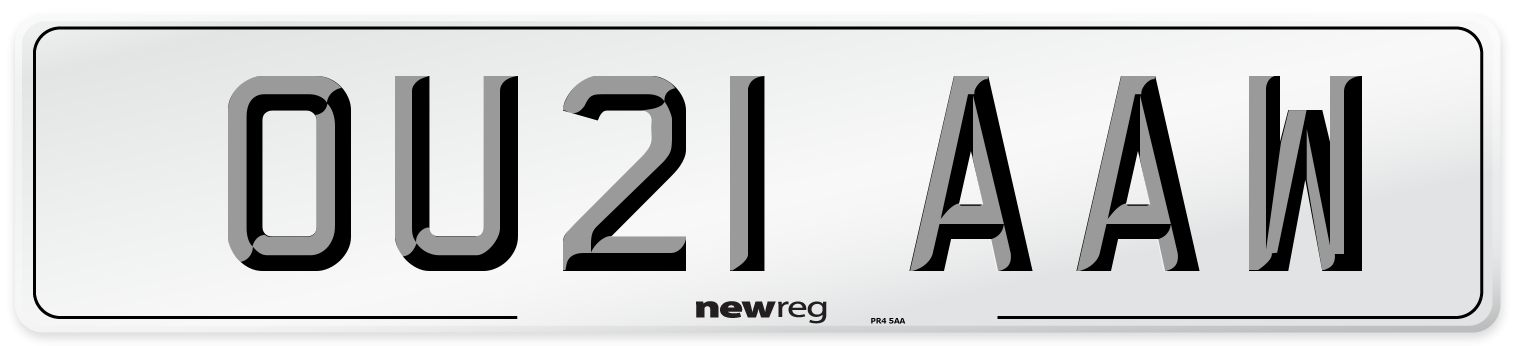OU21 AAW Number Plate from New Reg